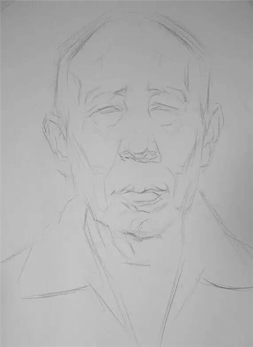 初学者之老人素描头像步骤图