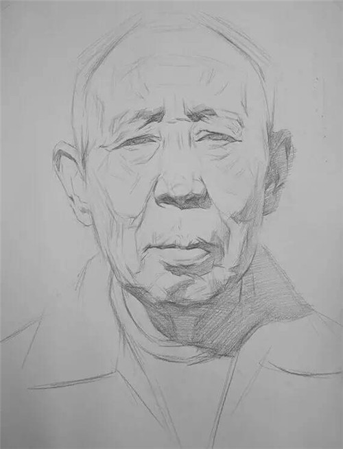 初学者之老人素描头像步骤图