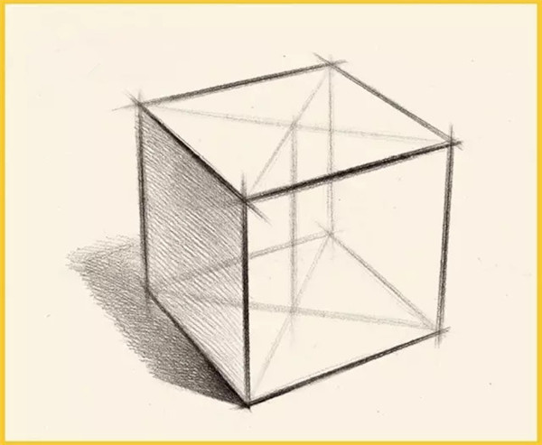 广州画室画单个石膏几何体的结构练习
