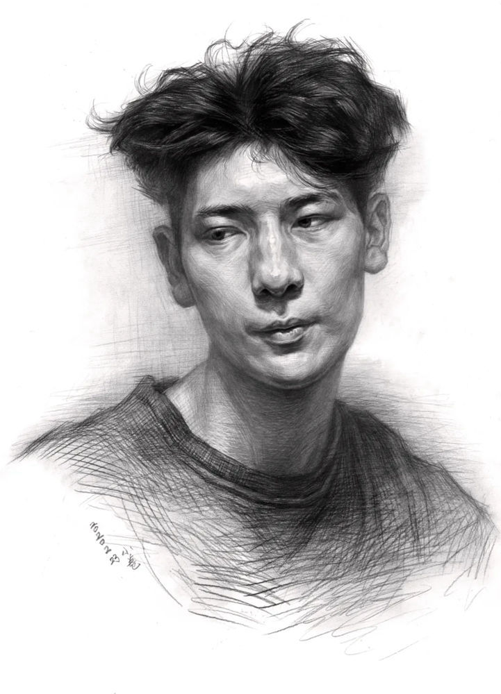 素描头像如何表现人物肤色的色调和质感？广州画室教你,26