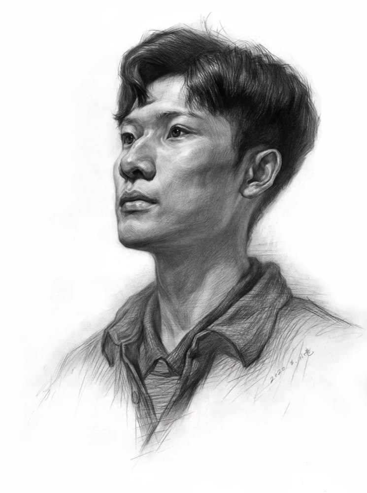 素描头像如何表现人物肤色的色调和质感？广州画室教你,41