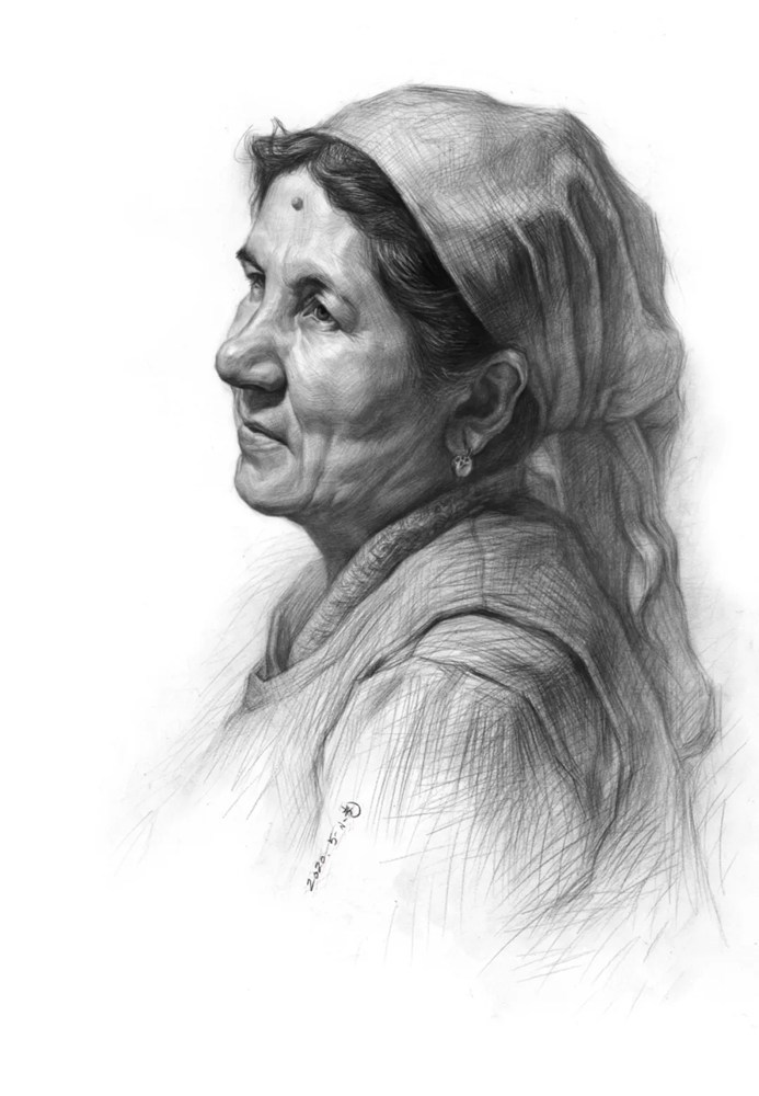 素描头像如何表现人物肤色的色调和质感？广州画室教你,44