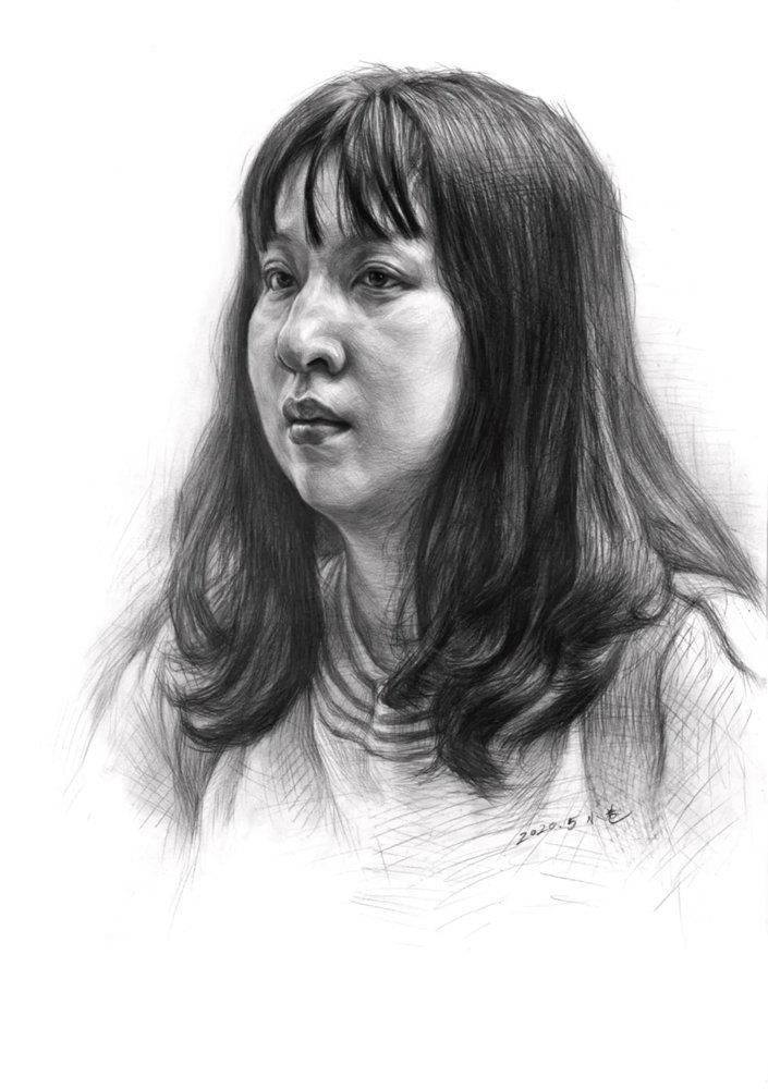 素描头像如何表现人物肤色的色调和质感？广州画室教你,45