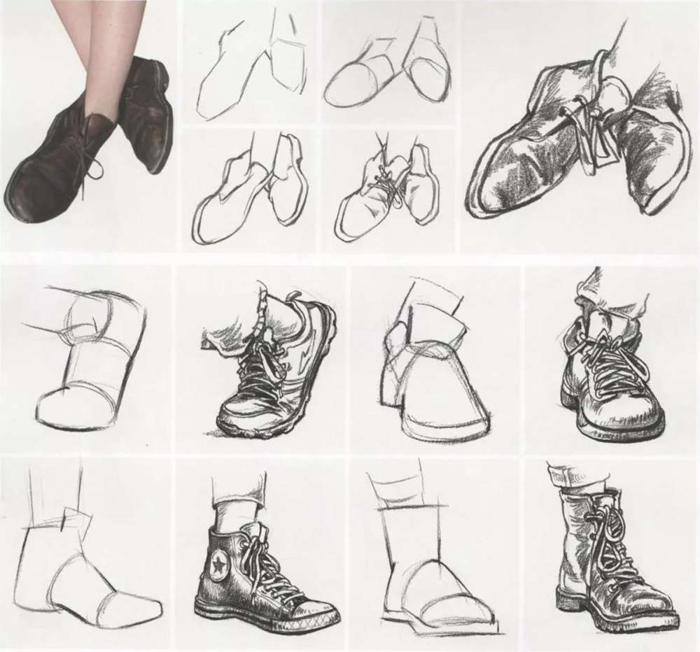 广州十大排名画室的小编教你深入刻画速写的手部、脚部和鞋,13